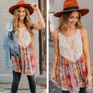 Free People Count Me In Trapeze Floral Tunic 🆕